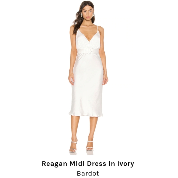 Bardot Dresses & Skirts - Bardot Reagan Belted Silky Midi Slip Dress Ivory Size 8 / M